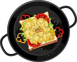 Top view of breakfast set in the pan isolated vector