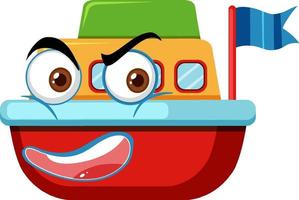 Boat toy cartoon character with facial expression vector