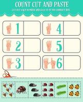 Count cut and paste math worksheet for children vector