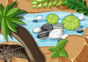 Top view of pond close up scene vector