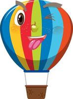 Hot air balloon cartoon character with funny expression on white background vector