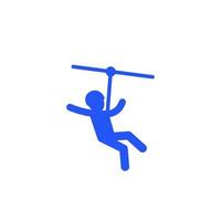 Zip line icon on white vector