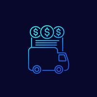 Transportation costs line vector icon