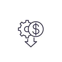 Cost reduction icon, line design vector