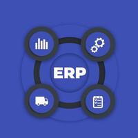 infografías vectoriales erp, planificación de recursos empresariales vector