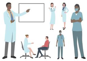 Set Of Doctors And Nurses Flat Vector Illustration Isolated On A White Background.