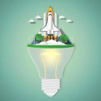 Rocket launch in fresh air in the park on the light bulb vector