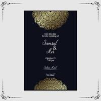 Fondo adornado de mandala dorado de lujo para invitación de boda, portada de libro con estilo de elemento mandala vector premium