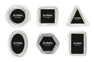 Set of scribble frames with golden border vector