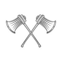 Vintage warrior crossed axe drawing vector