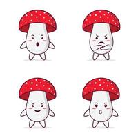 Cute mashroom character with different poses and expressions vector