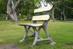 Old yellow bench photo