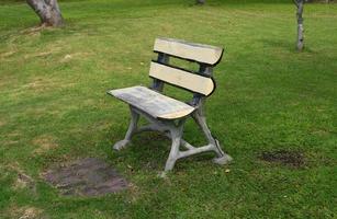 Rustic yellow bench photo