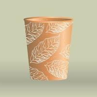 Cup of coffee mockup with leaves vector design