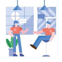 Teamwork concept with woman and man in the office vector