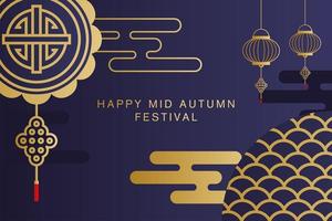Happy mid autumn festival with lanterns vector