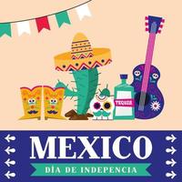 Mexican independence day banner vector