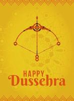 Happy dussehra and bow with arrow on yellow mandala background vector design