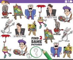 Find two same comic characters educational task vector