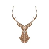Polygonal brown deer with horns on a white background. vector