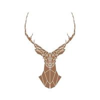 Polygonal brown deer with horns on a white background. vector