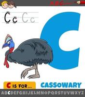 Letter C from alphabet with cartoon cassowary bird vector