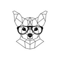 perro chihuahua con gafas y una pajarita. estilo geométrico. vector
