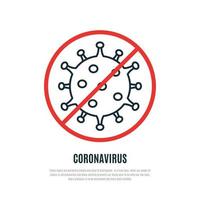 detener el icono de línea de coronavirus. concepto de salud. ilustración vectorial aislado sobre fondo blanco. vector