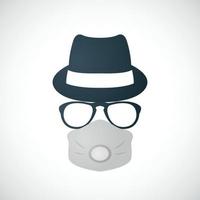 hombre con sombrero, gafas y respirador. diseño de concepto de autocuidado. vector