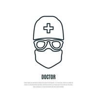 Doctor in protective mask liner icon. Protection against epidemic and virus. vector