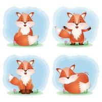 cute fox collection in the children's style vector