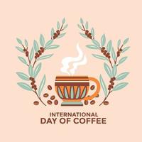 tarjeta de felicitación del día internacional del café vector