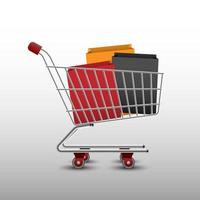 Shopping cart and bags isolated vector illustration