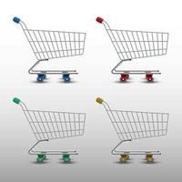 Realistic shopping cart isolated on white background, vector illustration