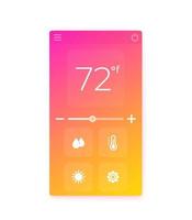 Thermostat app interface, vector mobile ui