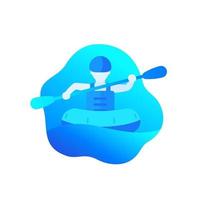 Rafting icon with man in a raft with paddle vector