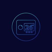 Digital thermostat icon, linear design vector