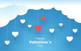 happy valentine's day, hanging hearts background. vector