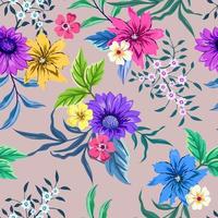 Colorful seamless pattern with botanical floral design on light background. vector