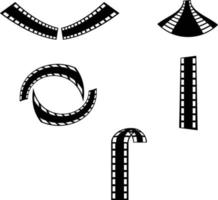 set of creative five film strip shapes isolated on white background vector