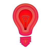 Layered light bulb trendy business idea, paper art and craft style concept. Vector illustration.