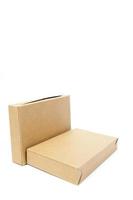 Two brown boxes on white background photo