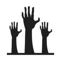 zombie dead hands reaching out of ground icon vector