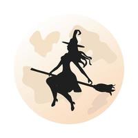 witch riding a broom isolated icon vector