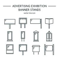 Advertising billboards and banner display icon set vector