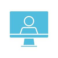desktop with user silhouette style vector
