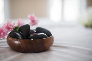 Hot black spa stones photo
