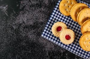 Cookies placed on fabric photo