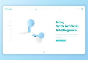 Wireless earphone Isometric illustration for Landing Page vector