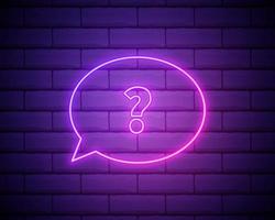 Vector realistic isolated neon sign of Question template decoration and covering on the wall background.